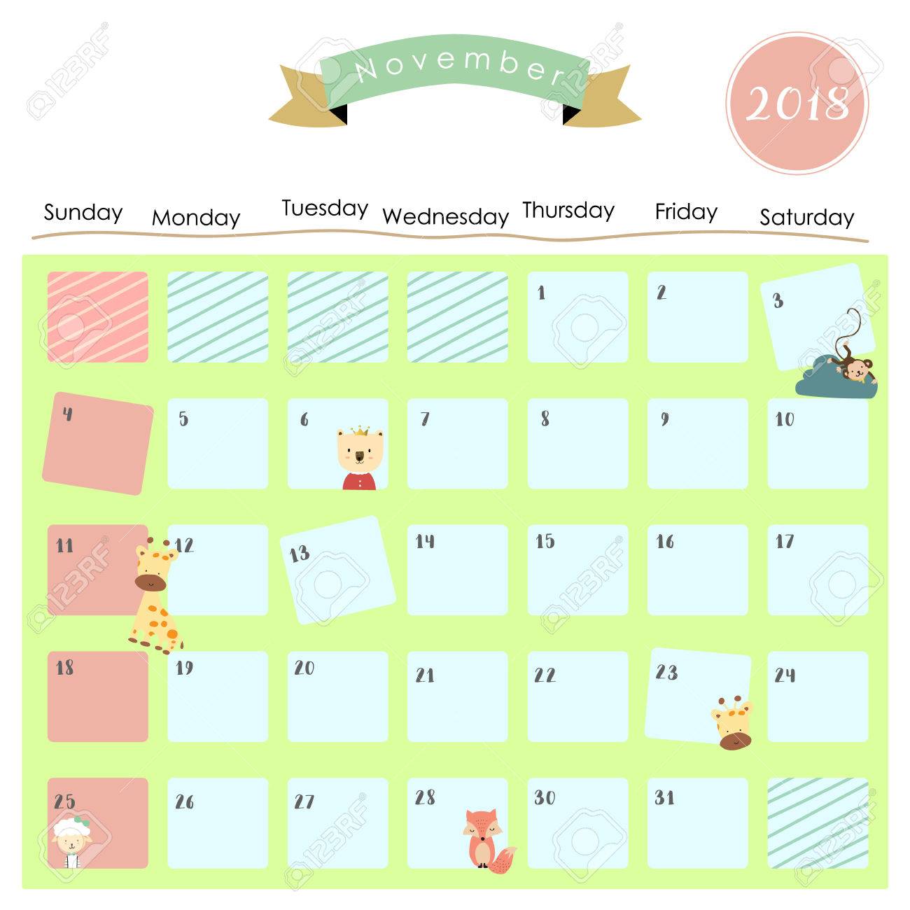 november 2018 calendar clipart