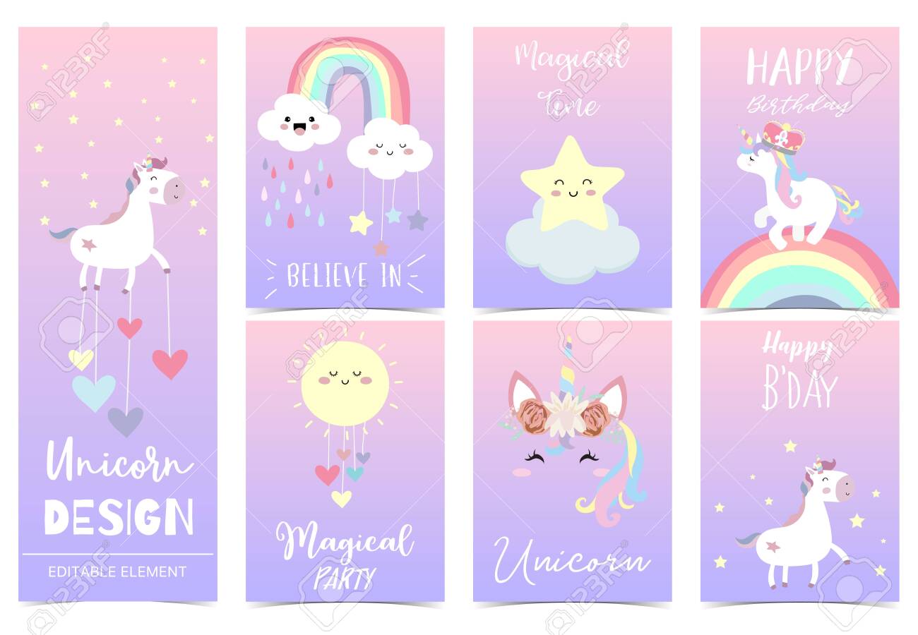 cute kid background with unicorn rainbow pink cloud for birthday cute kid backgrounds