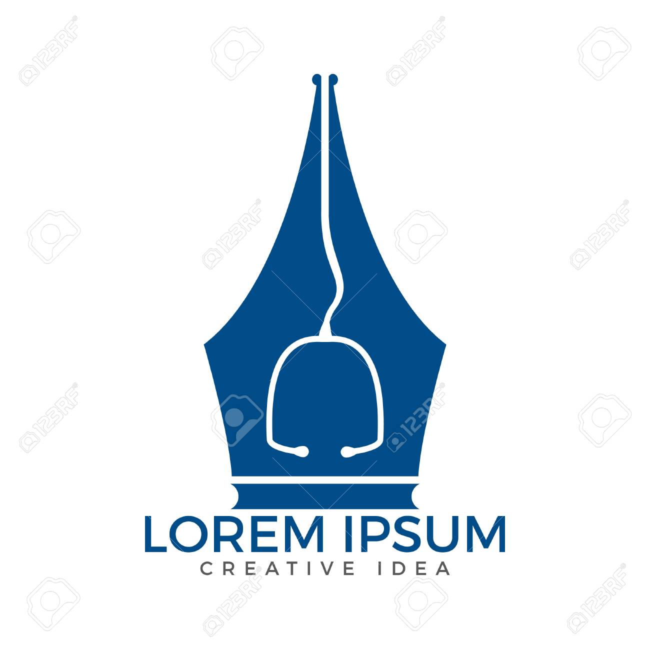 pen nib and stethoscope logo vector education logo institutional stethoscope logo