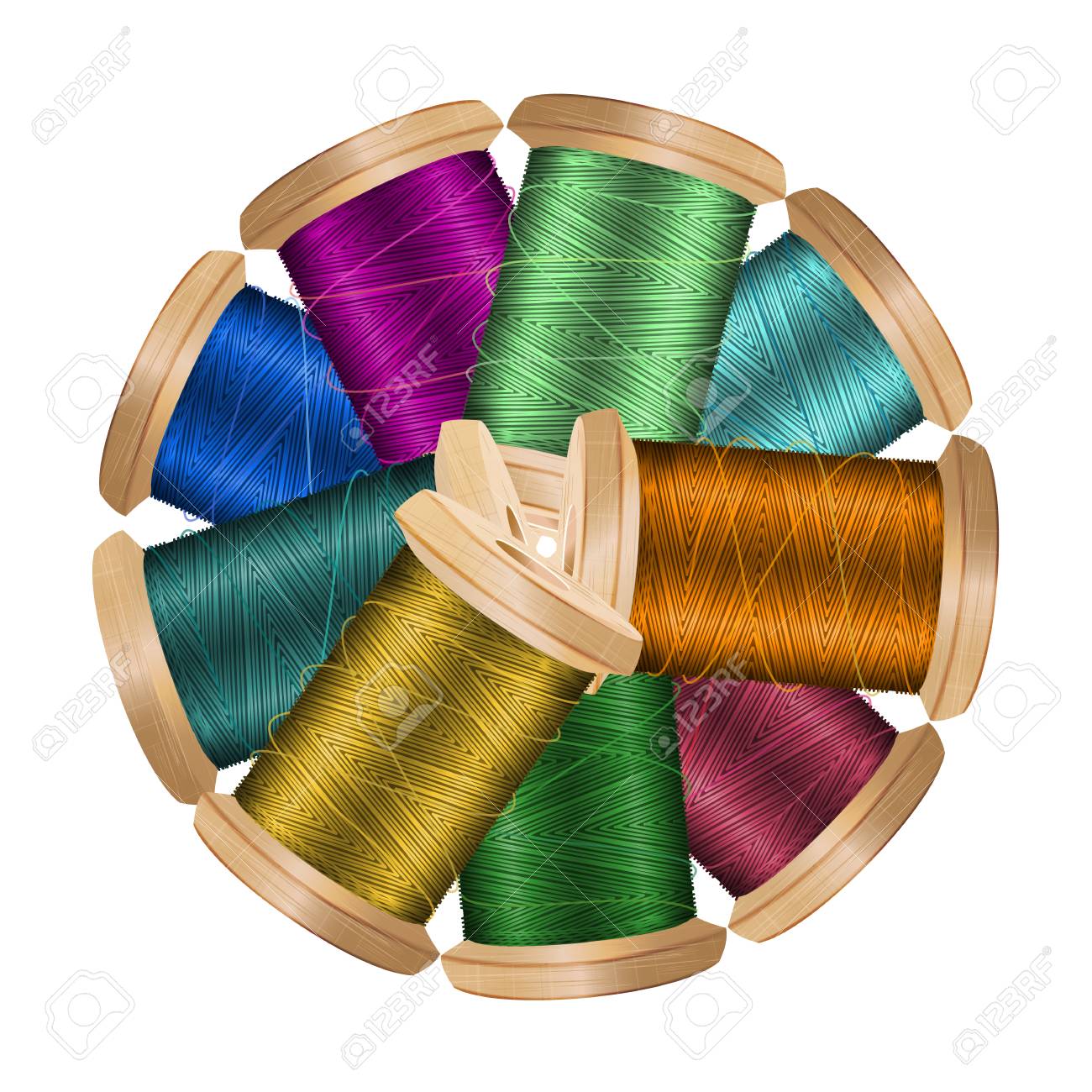 thread spool banner circle border place for text stock vector