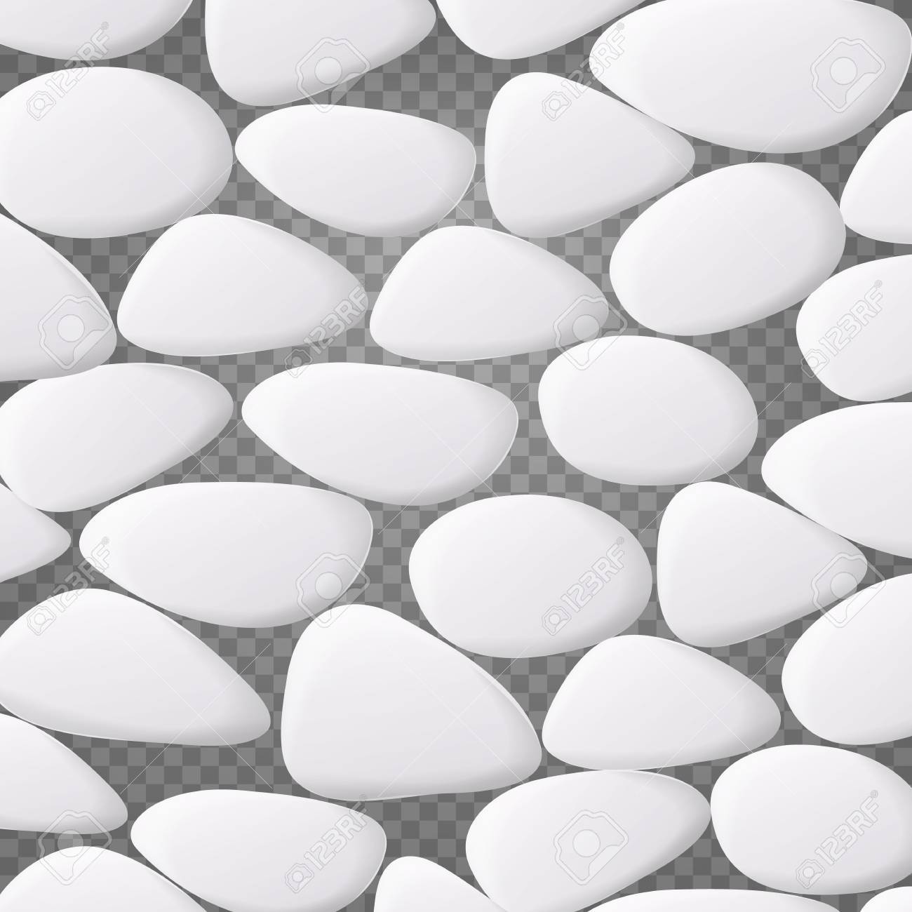 白い小石のベクトル さまざまな形の自然なリアルな 3 D 石 透明な背景に分離された海岩礫 のイラスト素材 ベクタ Image