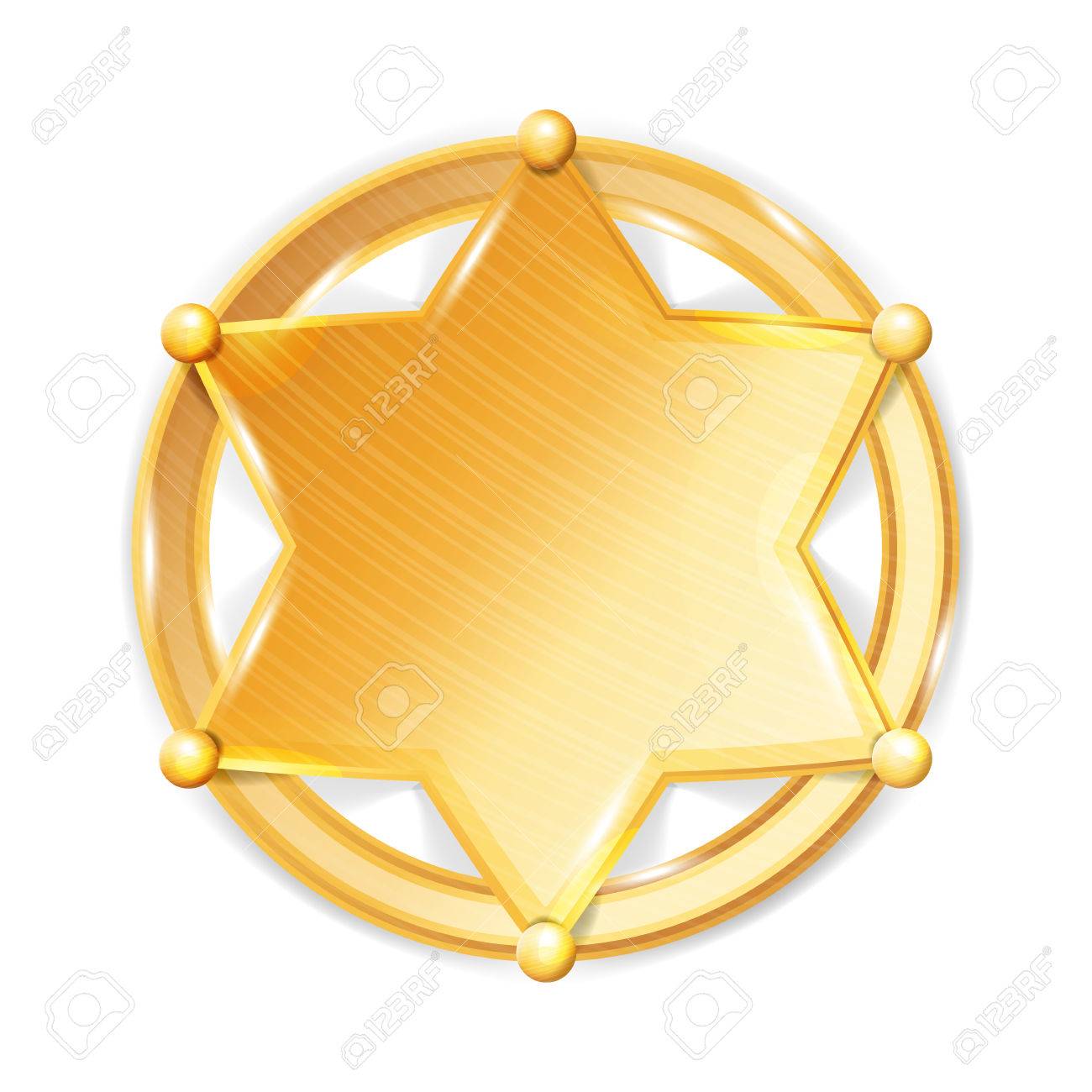 Sheriff Badge Star Vector Icône Détoile Dorée De La Police Golden