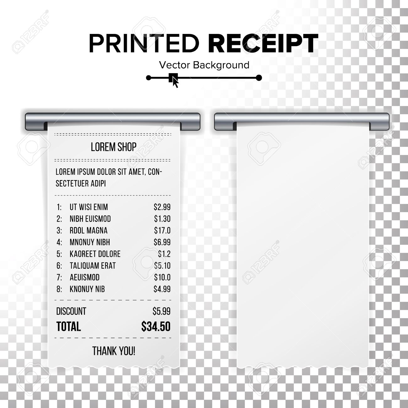 printed receipt vector sales shopping realistic paper bill atm