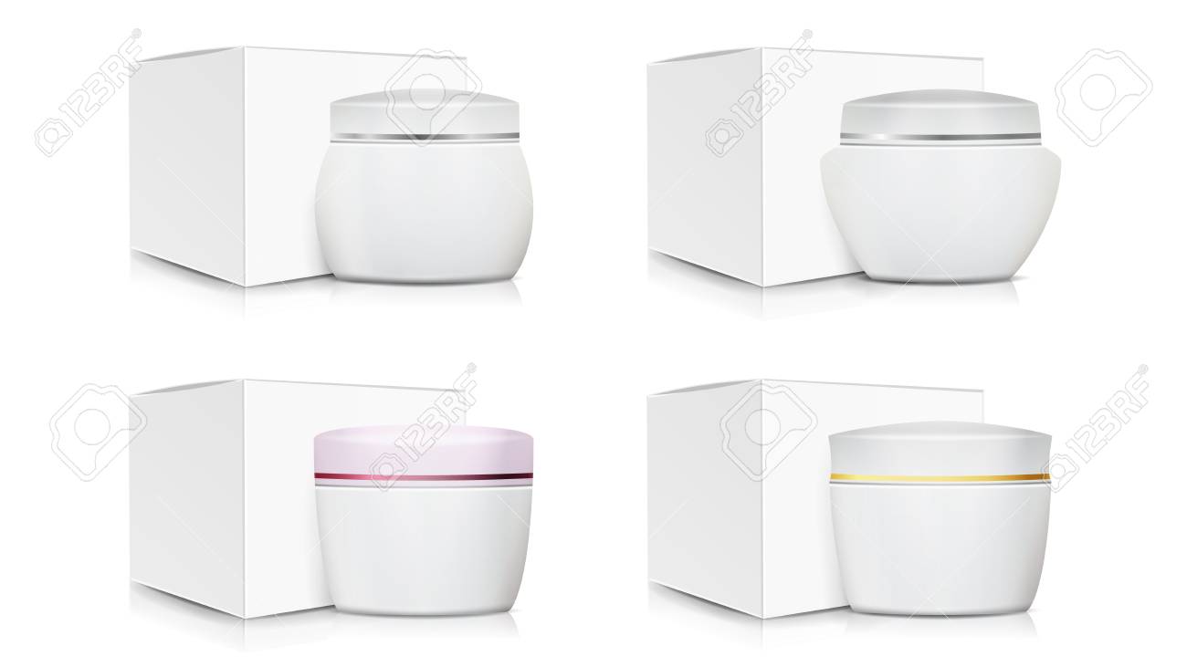 cream jar packaging template set vector white paper or cardboard