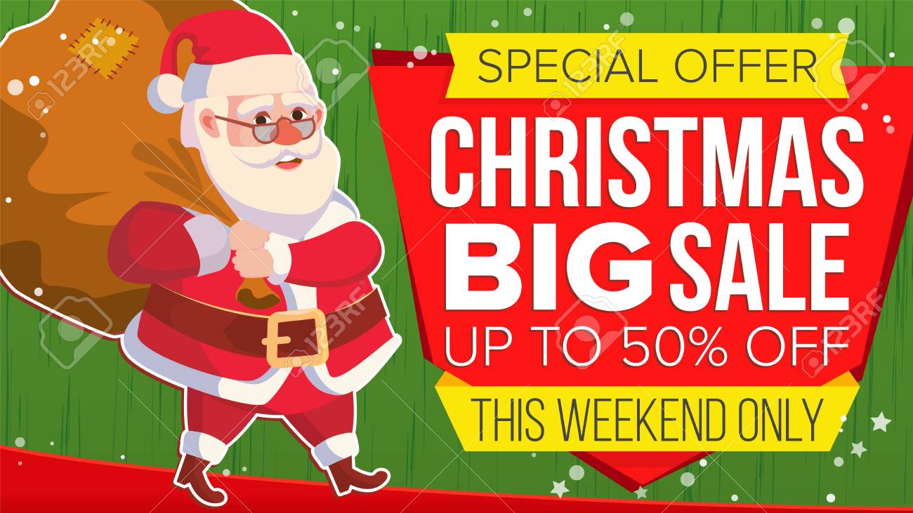 Babbo Natale 50.Vettoriale Natale Vendita Banner Con Il Babbo Natale Vector Sconto Fino A 50 Off Marketing Pubblicita Design Illustrazione Disegno Per Il Manifesto Del Partito Di Natale Opuscolo Carta Sconto Del Negozio Image 86923239