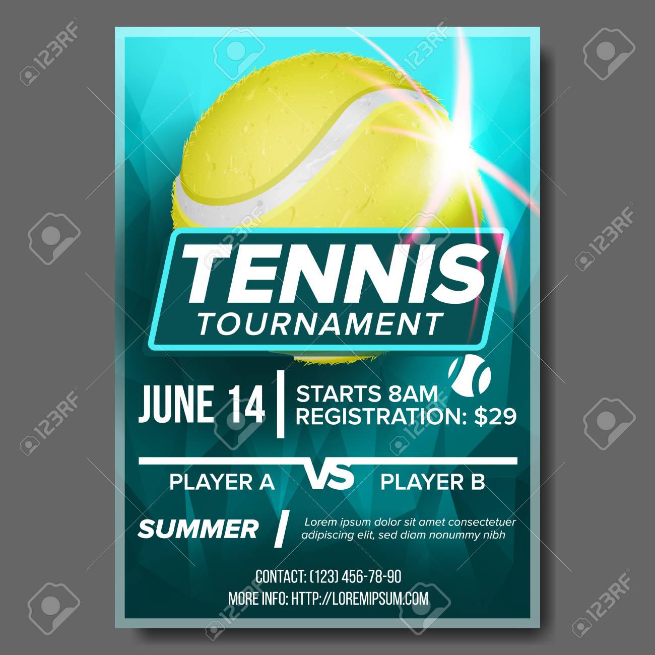 Tennis Poster Vector Tennis Ball Sports Event Vertical Design Stock Photo Picture And Royalty Free Image Image