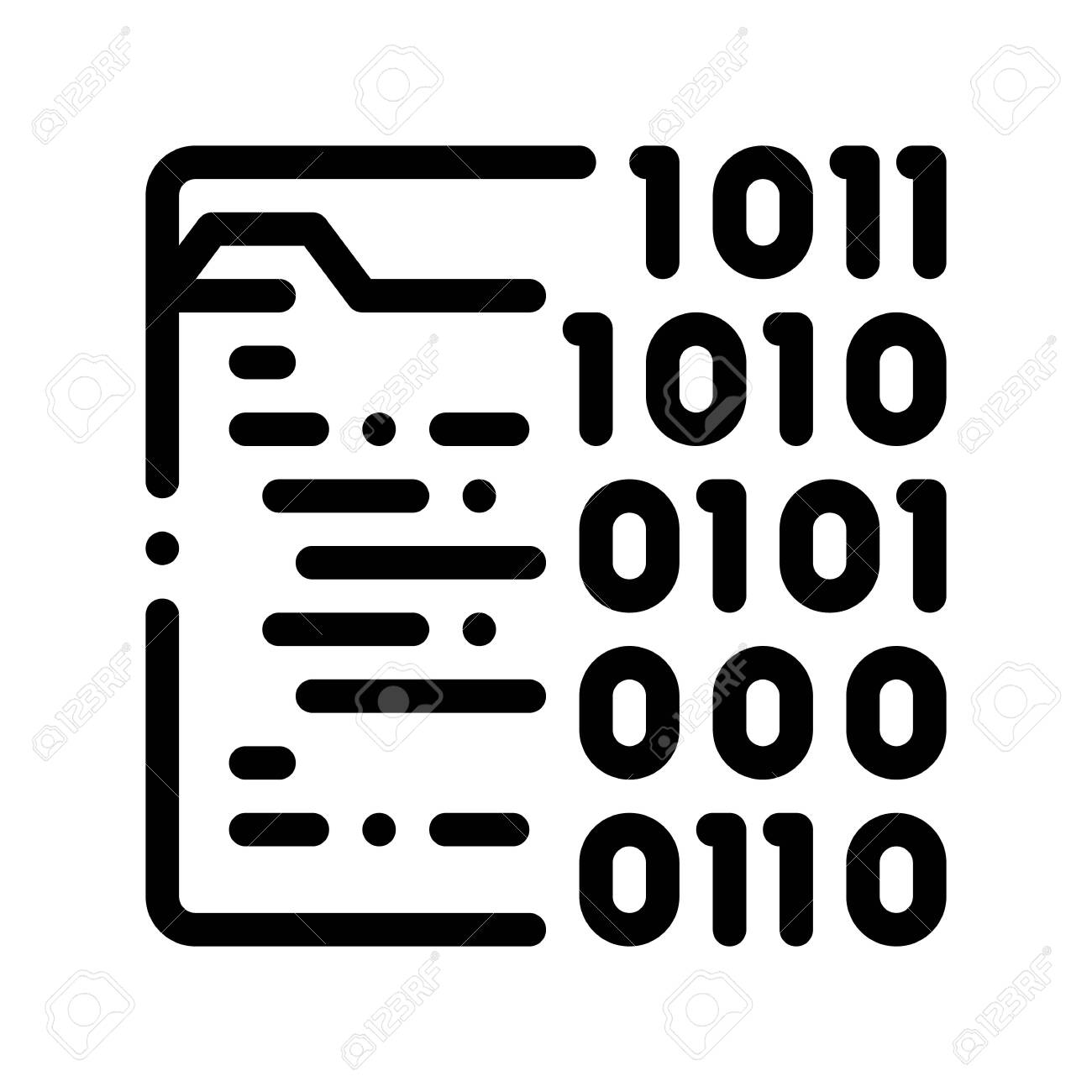 Binary File Coding System Vector Thin Line Icon. Coding System, Data  Encryption Linear Pictogram. Web Development, Programming Languages, Bug  Fix, HTML, Script Contour Illustration Royalty Free SVG, Cliparts, Vectors,  And Stock Illustration.
