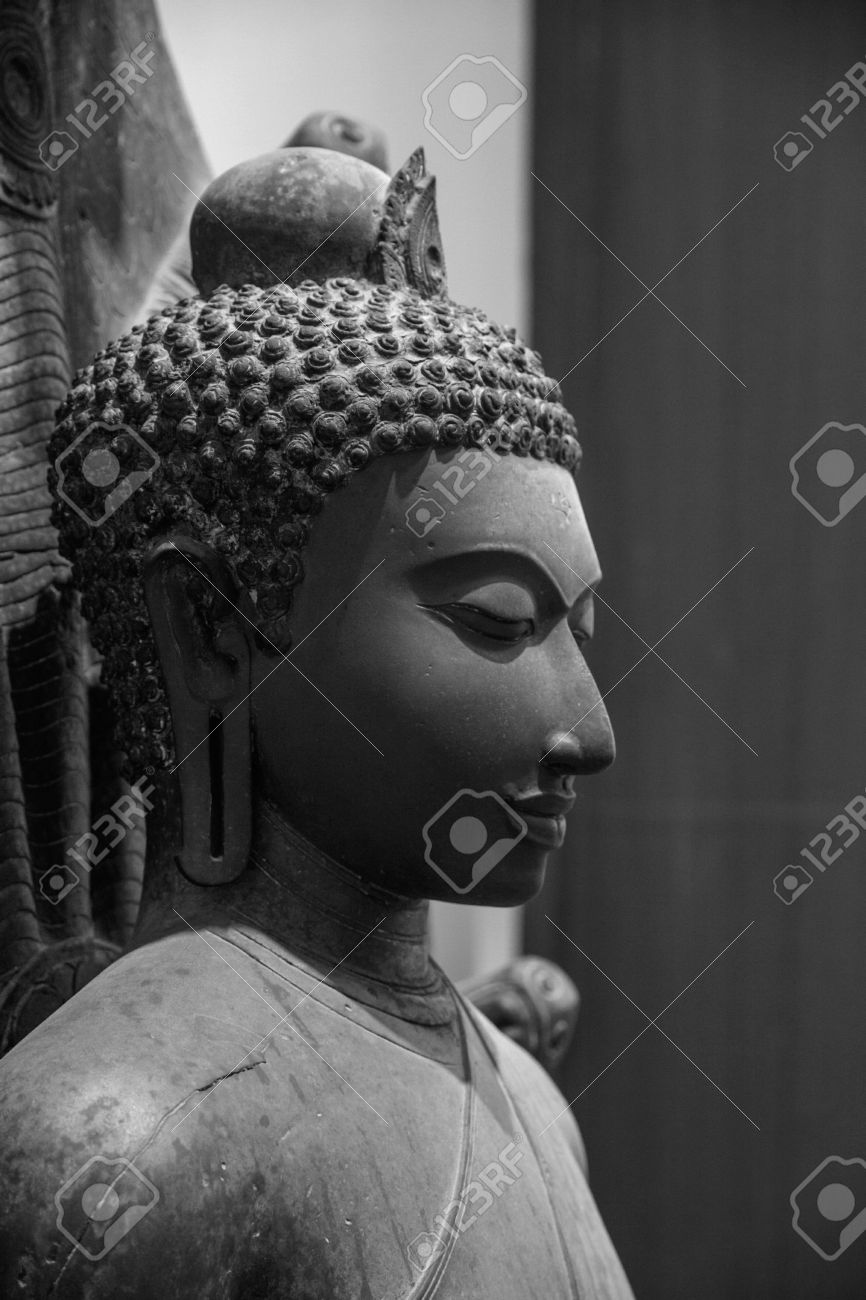 Buddha face in black and white stock photo 24448759