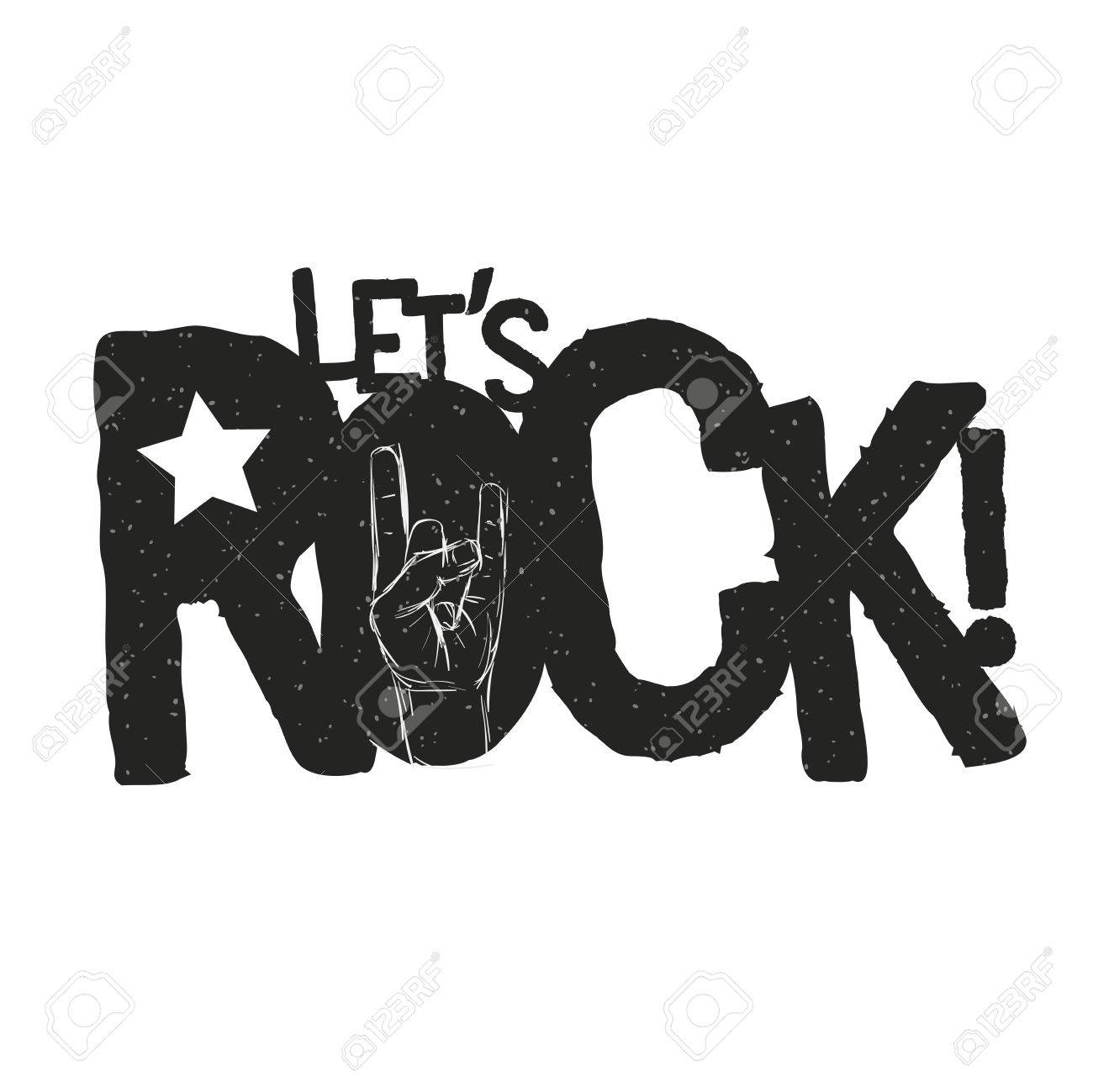 lets rock grunge typographic design for t shirts posters flyers etc