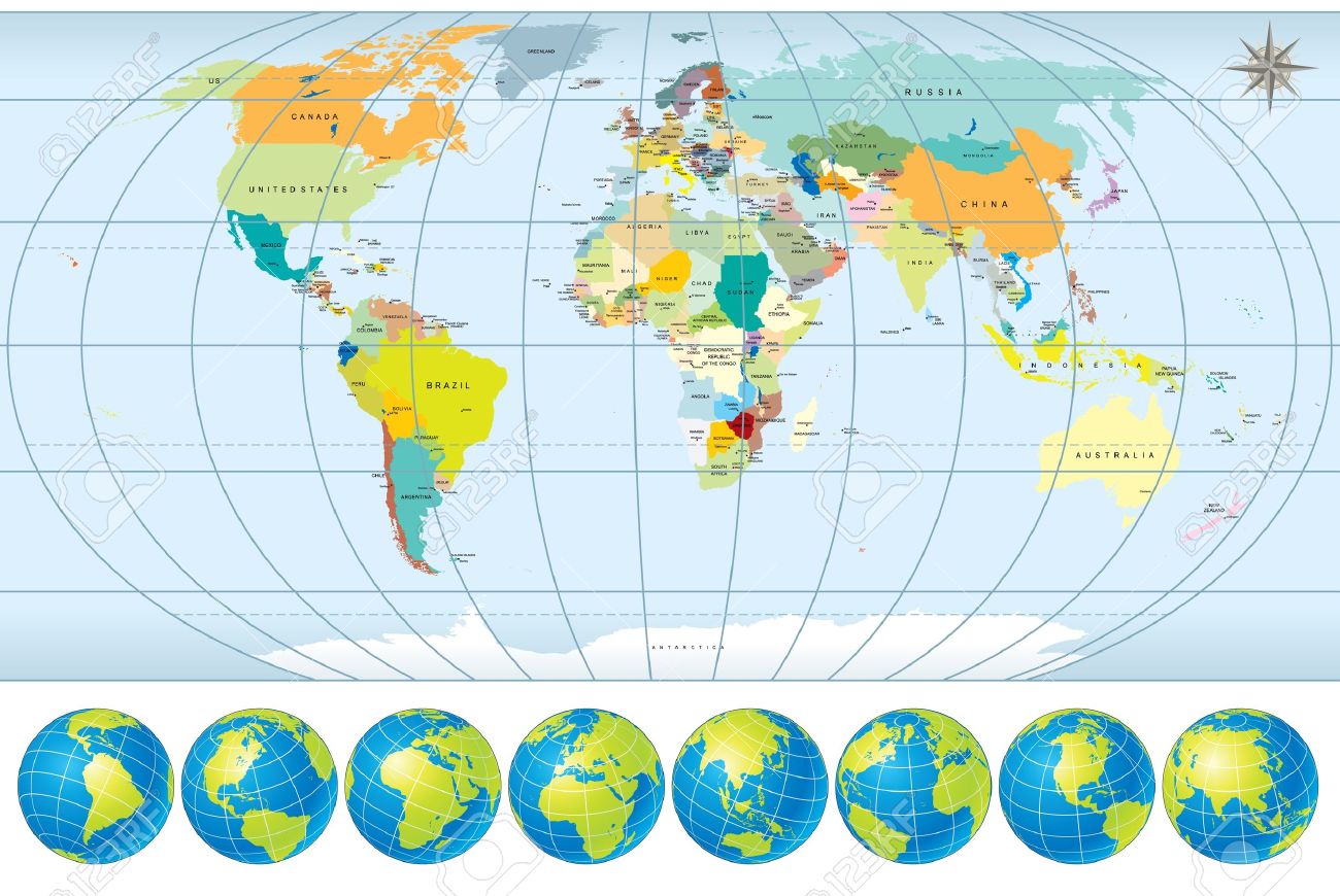 World Map With Globes Detailed Editable Vector Include All Names Of Countries And Capitals Outline National Border Lines Royalty Free Cliparts Vectors And Stock Illustration Image World Map With Globes Detailed Editable Vector Include All Names Of Countries And Capitals Outline National Border Lines Royalty Free Cliparts Vectors And Stock Illustration Image
