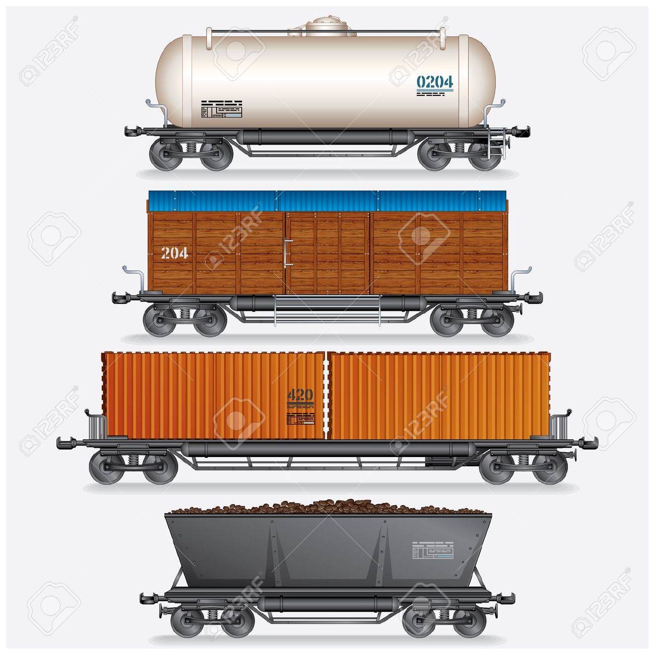 Collection Of Train Cargo Wagons, Tanks, Cars Stock Photo, Picture and  Royalty Free Image. Image 18850868., image size:1300x1300