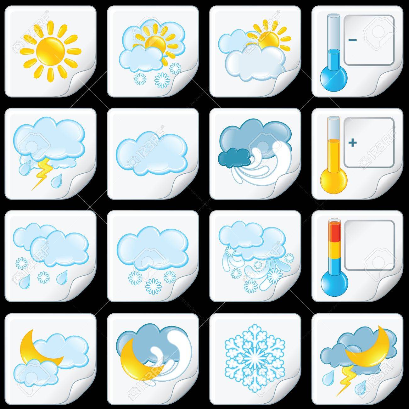 漫画の天気予報アイコン 紙ステッカーのイラスト素材 ベクタ Image