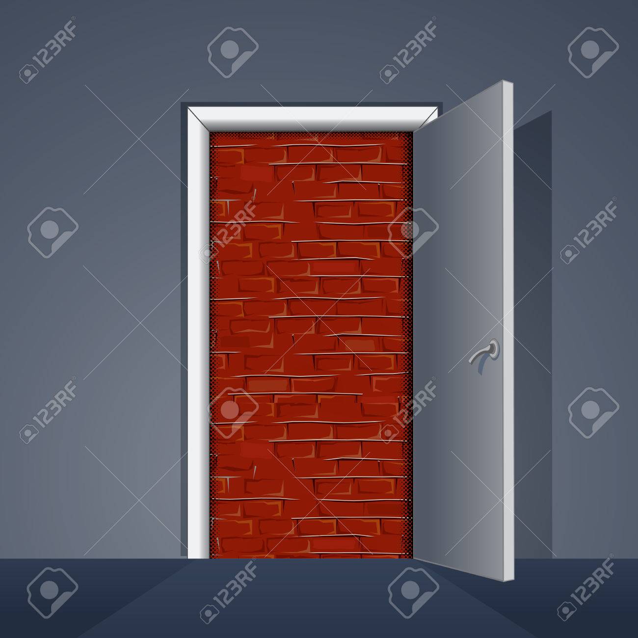 Puerta A La Pared De Ladrillo Listo Para El Texto Y El Diseno