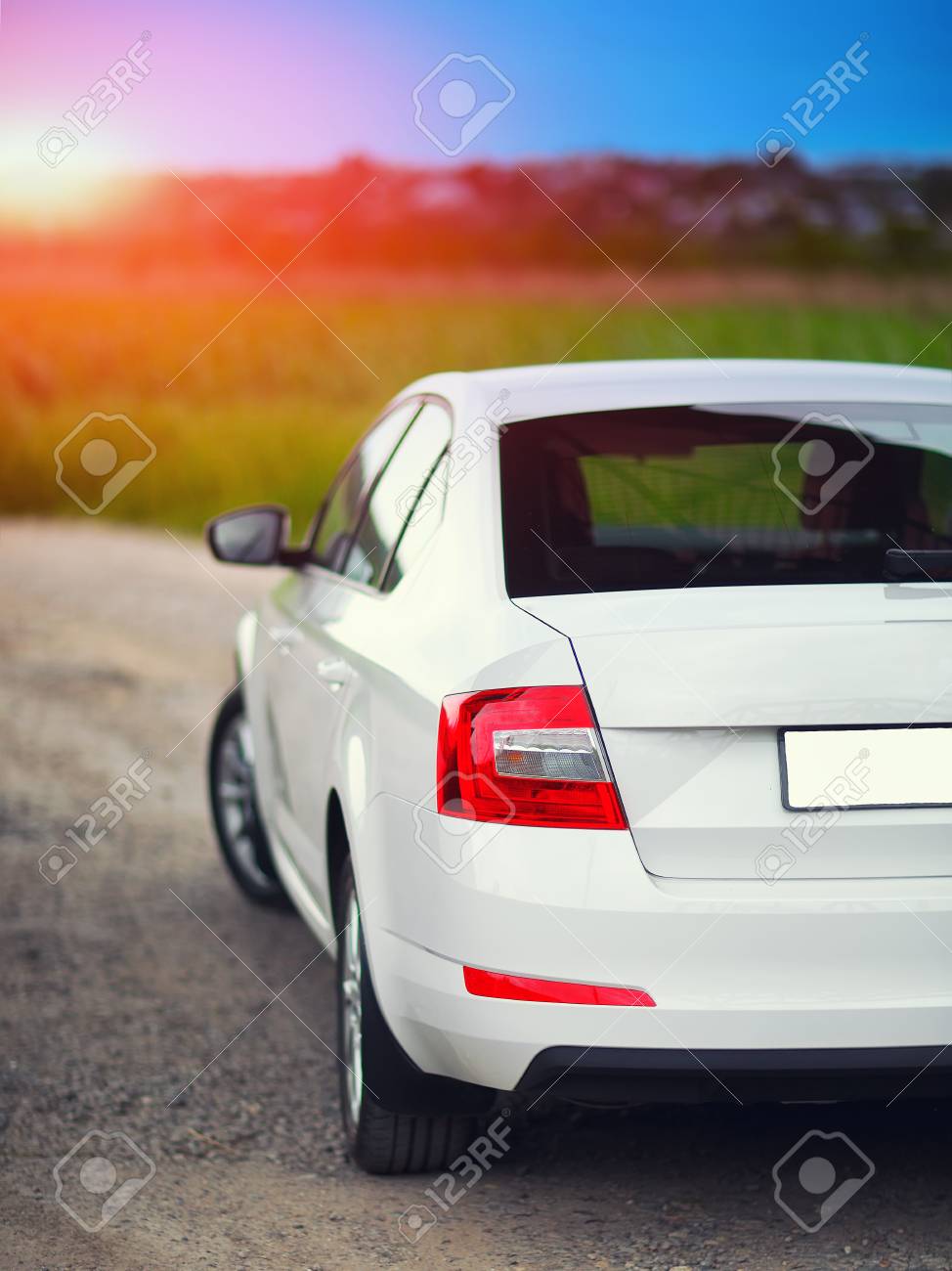 sennep tøve tang Rear-side View Of A Car On Nature Background Stock Photo, Picture And  Royalty Free Image. Image 78157379.