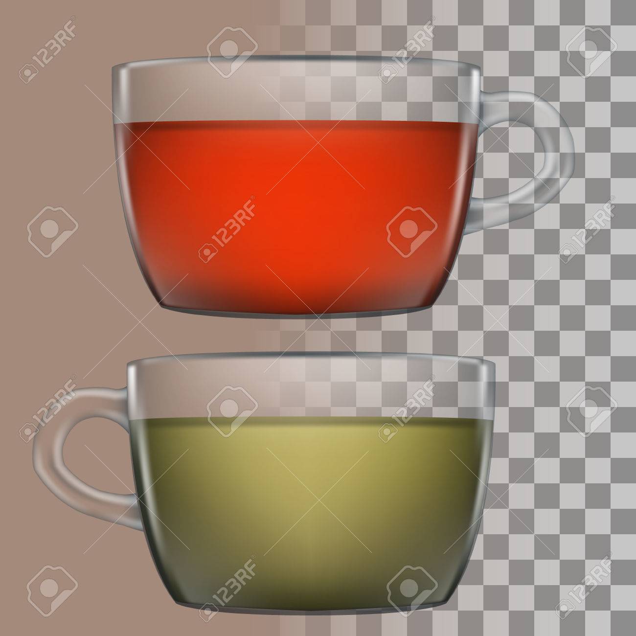 cups of black and green tea cup of tea with transparency black