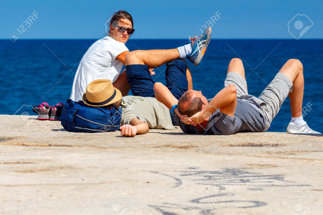 Barcellona Spagna 5 Settembre 2015 Barceloneta è Una Delle Spiagge Più Famose Della Città Di Barcellona Molti Turisti Vengono Qui Per Prendere