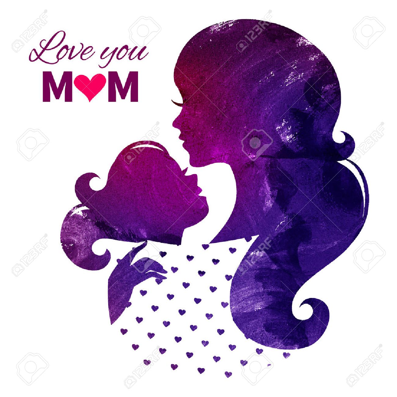 Beautiful Mothers Day Pictures Card Of Happy Mothers Day. Beautiful Mother Silhouette With Her Daughter.  Watercolor Vector Illustration Royalty Free Svg, Cliparts, Vectors, And  Stock Illustration. Image 32160916.