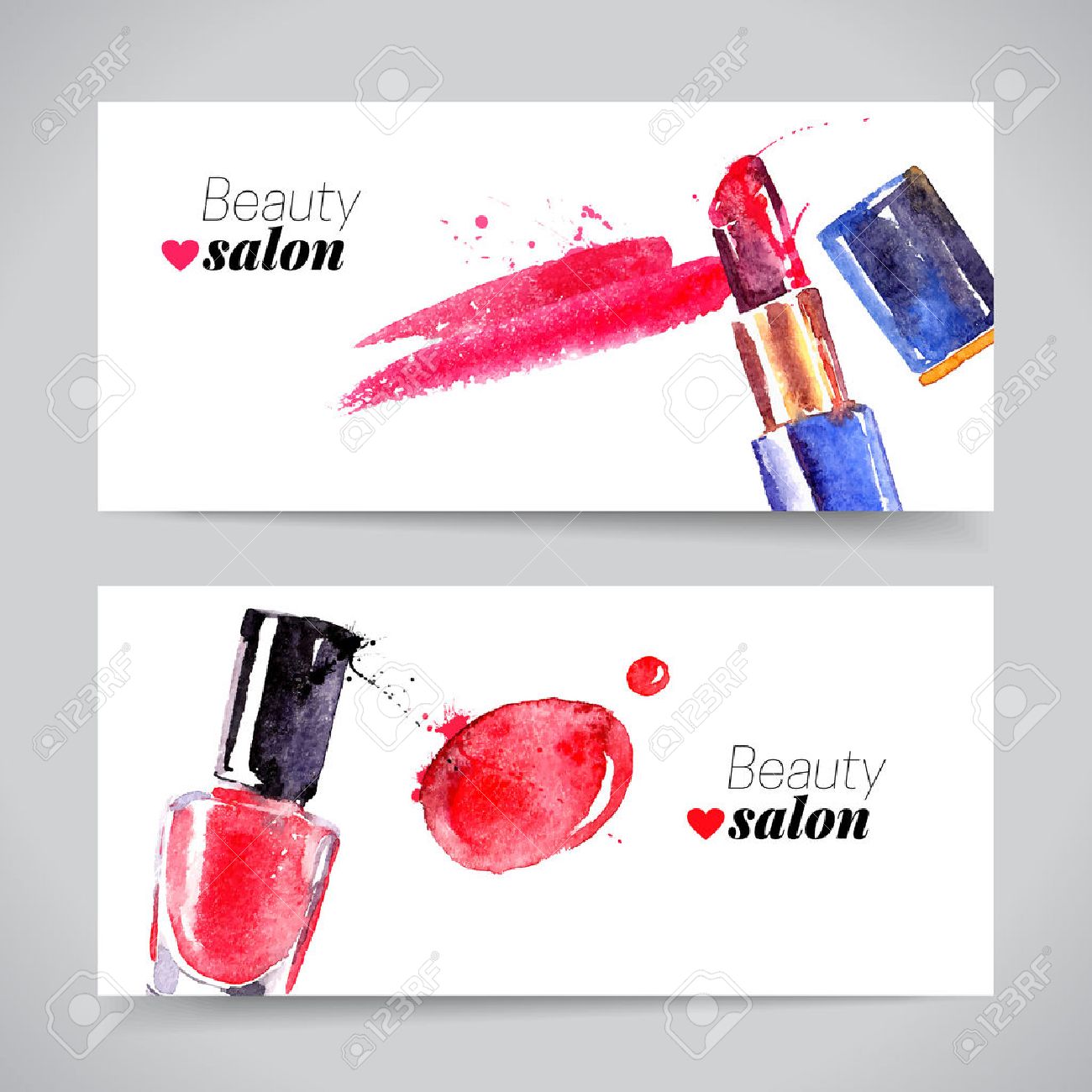 水彩化粧品セットをバナーします ベクター美容イラスト のイラスト素材 ベクタ Image