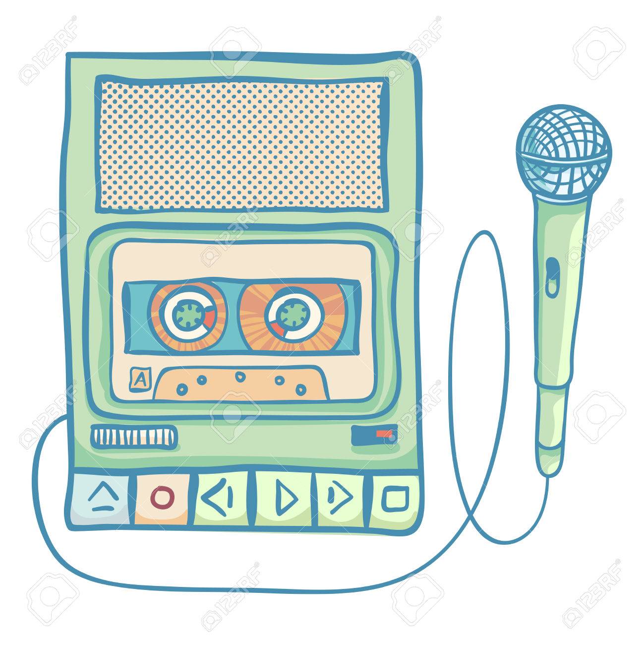 Cassette Tape Recorder With Microphone Handheld Tape Recorder Royalty Free Cliparts Vectors And Stock Illustration Image 62784755