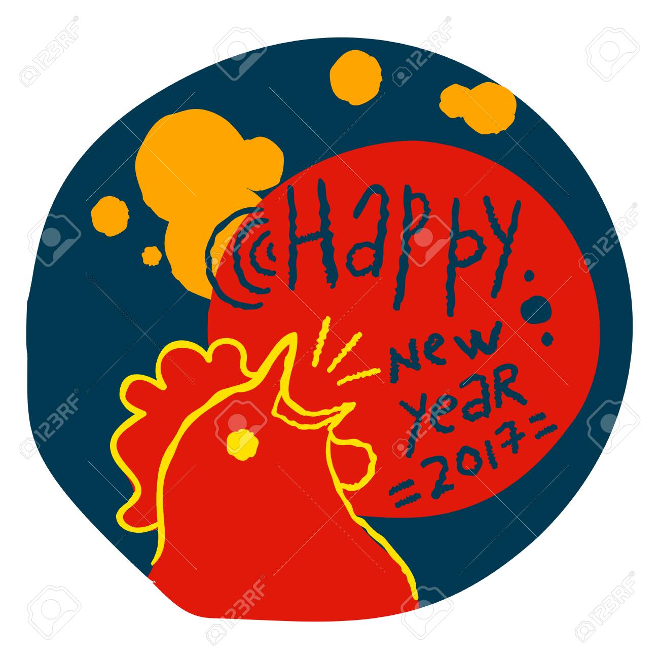 17 中国の占いで火酉の年 サークル グリーティング カード 証明書 ポスターまたはギフト パッケージのベクトル イラストの手書きスケッチ漫画クリップアート の写真素材 画像素材 Image