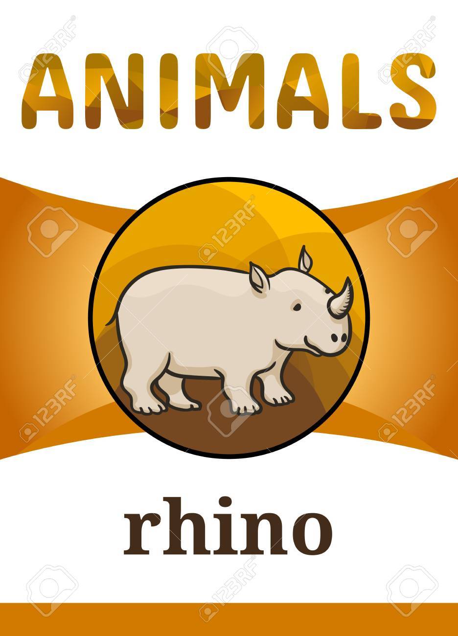 Printable animal flash card, vector example. Best for.. photograph regarding Rhino Printable referred to as Printable animal flash card, vector instance. Appropriate for..