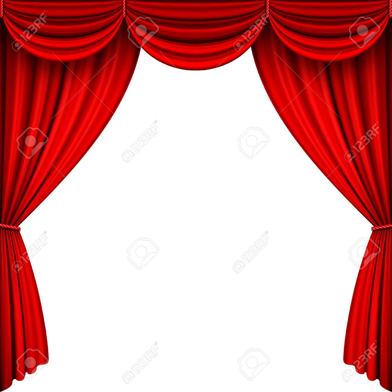 a vector illustrations of red full stage curtains royalty free