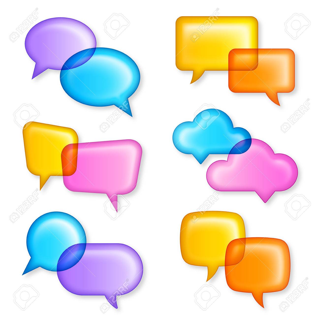 カラフルな影付きのチャット用の吹き出しベクター イラスト組成 のイラスト素材 ベクタ Image