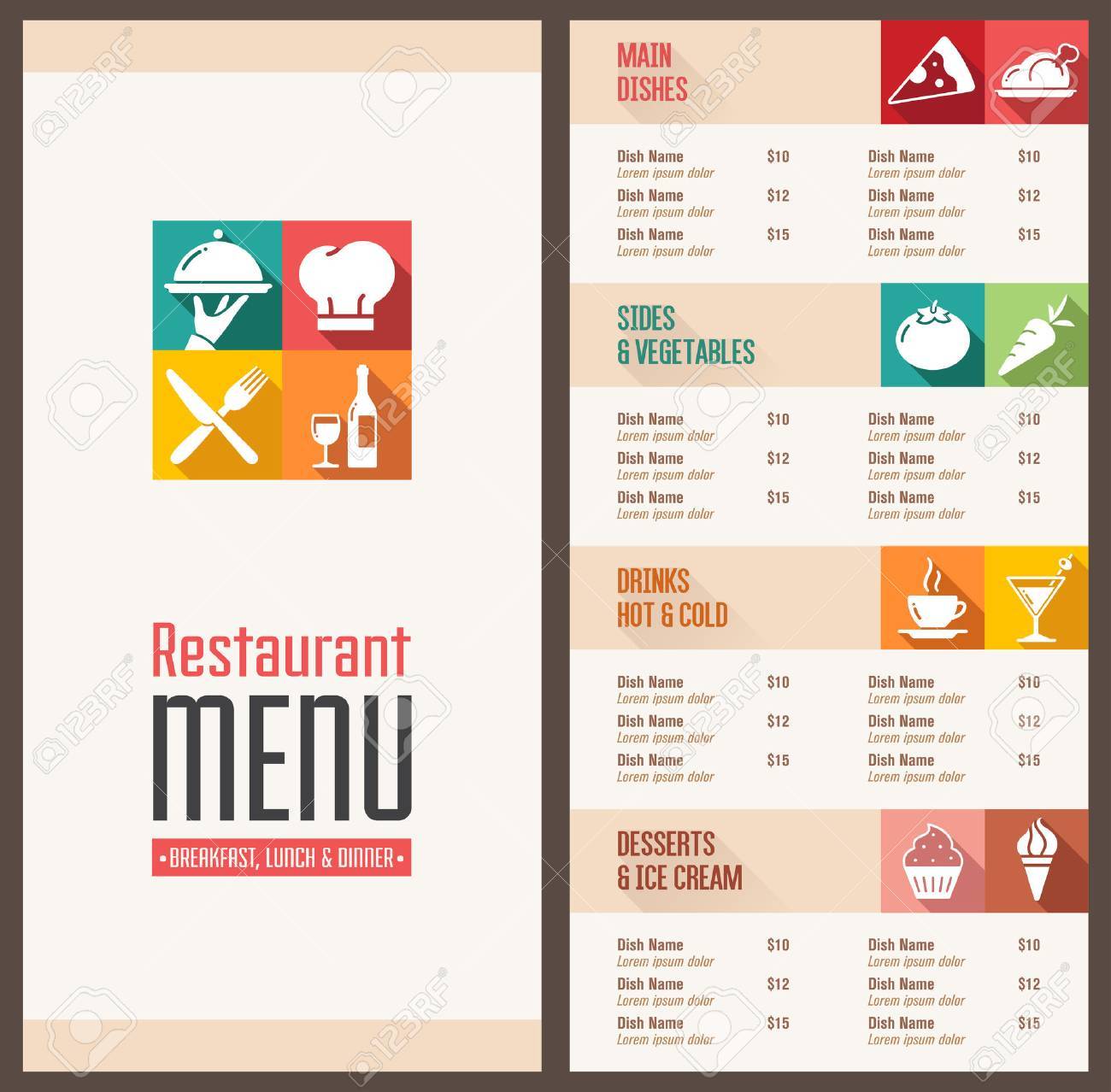 A Modern Restaurant Menu Template With Nice Icons In Flat Shadow Style Royalty Free Cliparts Vectors And Stock Illustration Image A Modern Restaurant Menu Template With Nice Icons In Flat Shadow Style Royalty Free Cliparts Vectors And Stock Illustration Image