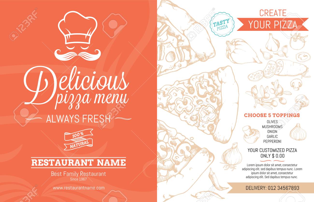 restaurant menu template with hand drawn high detail vector menu template
