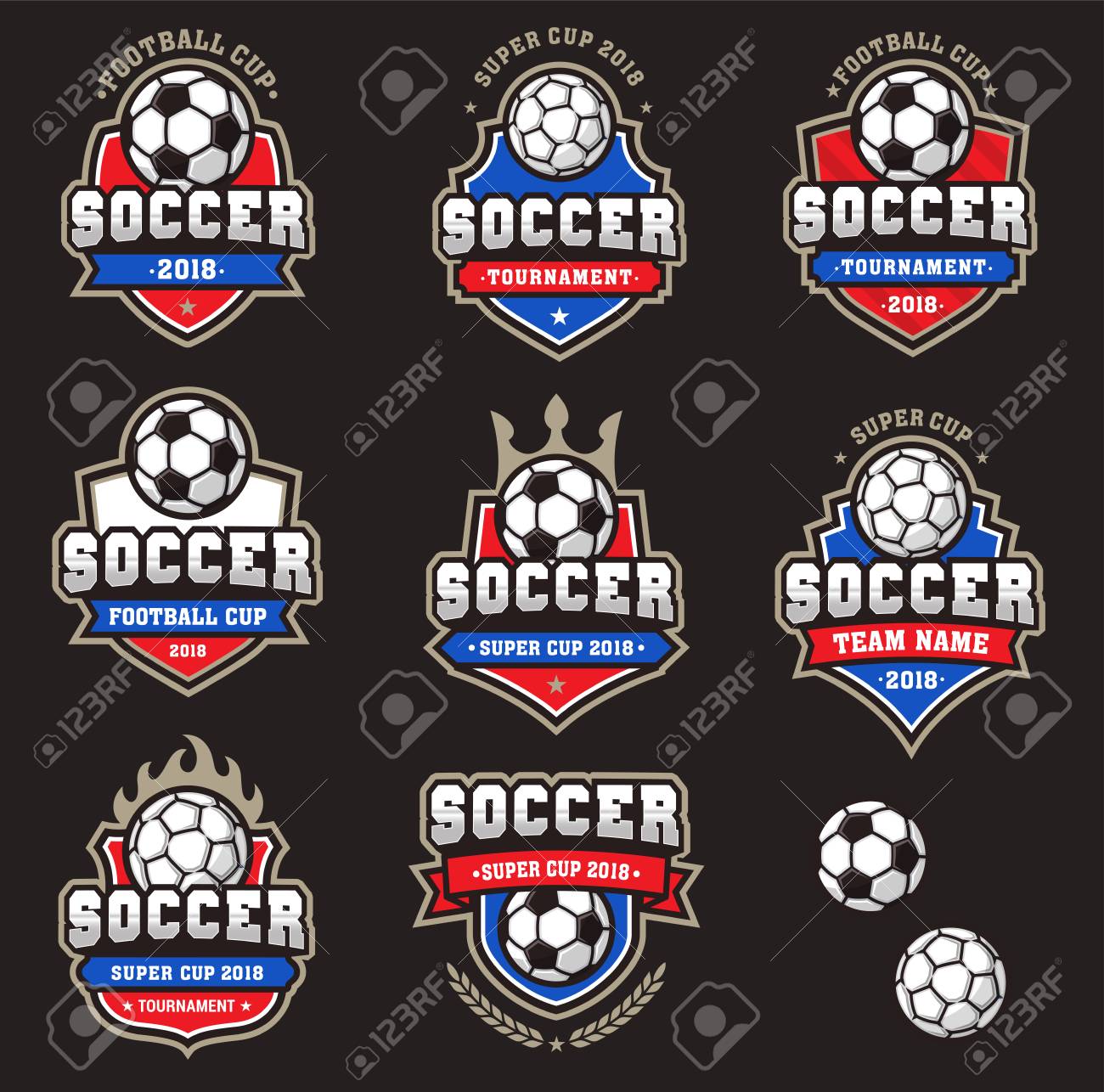 Collection of generic Football or Soccer team logos of Championship Logos - 105455711 Collection of generic Football or Soccer team logos of Championship Logos - 105455711