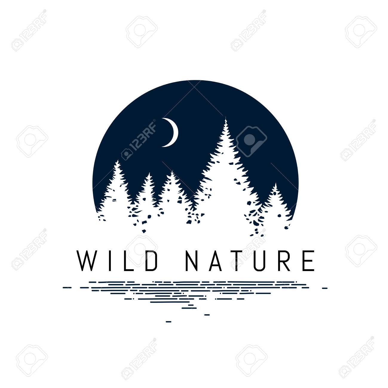 Forest Landscape Silhouette Design Inside A Circle Geometric