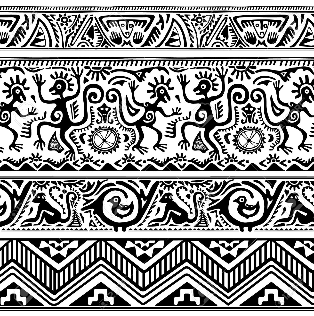 アフリカのプリミティブ アートのシームレスなパターン のイラスト素材 ベクタ Image