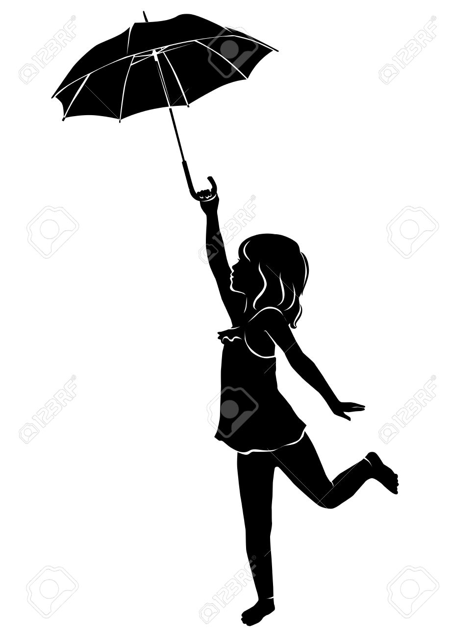 傘を持つ少女をシルエットします のイラスト素材 ベクタ Image 傘を持つ少女をシルエットします のイラスト素材 ベクタ Image