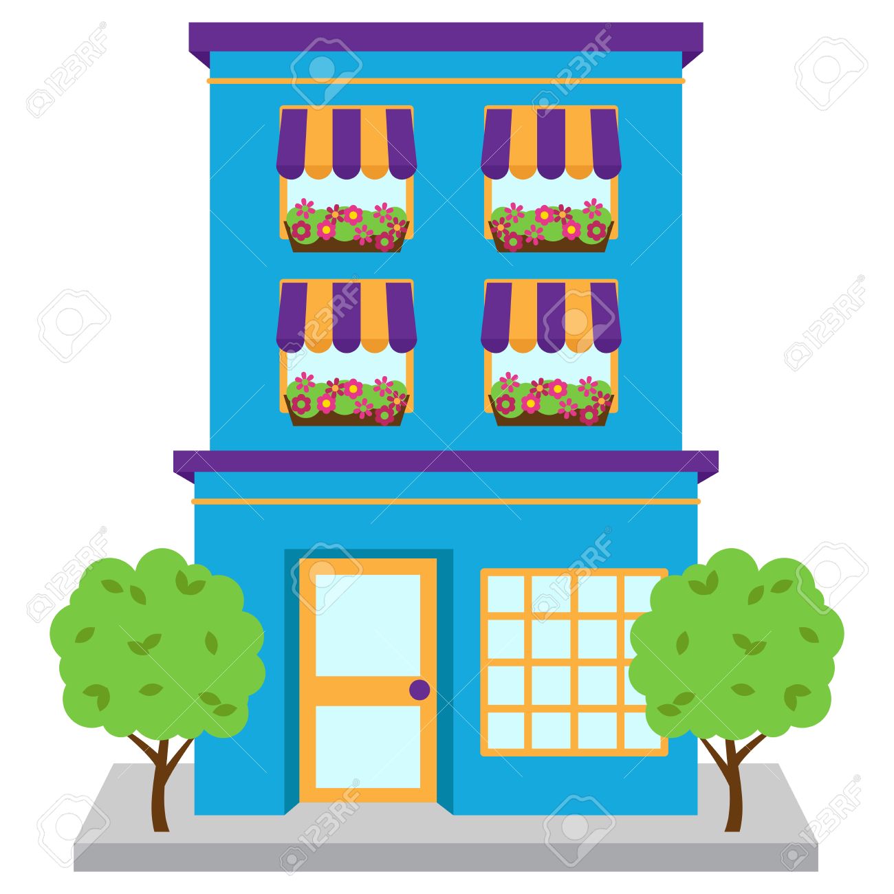 Vector Apartment Building On Street Royalty Free Cliparts Vectors And Stock Illustration Image