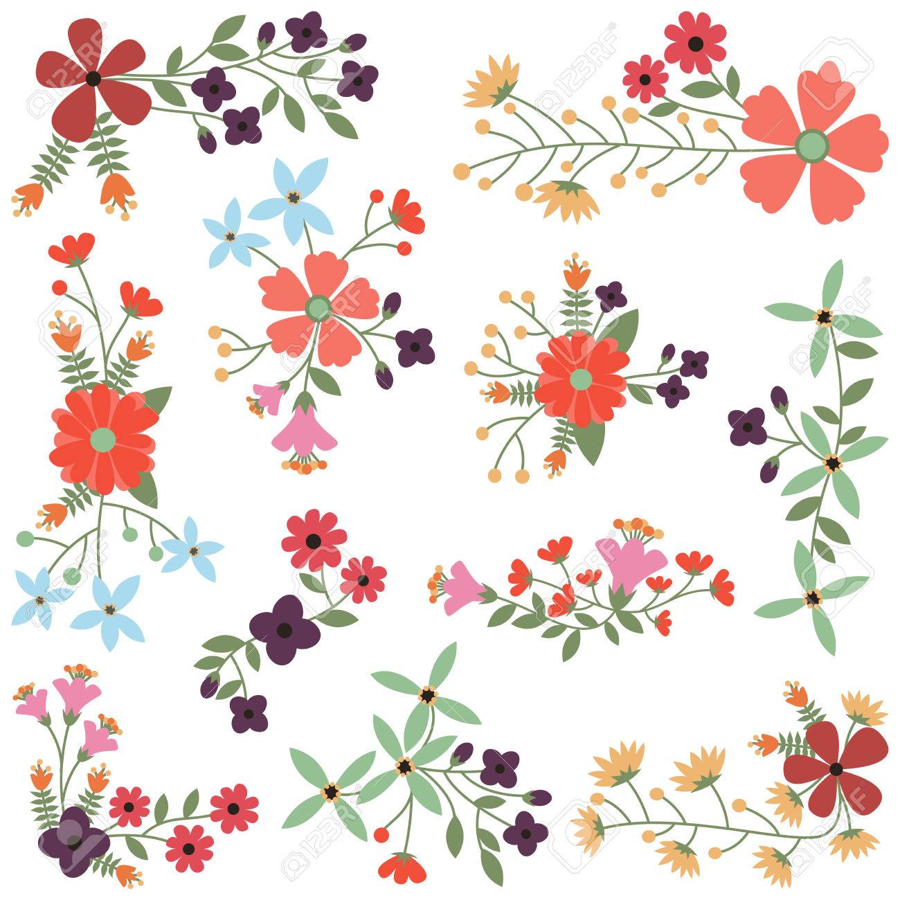 Vector Set of Vintage Style Flower Clusters - 29966409 Vector Set of Vintage Style Flower Clusters - 29966409