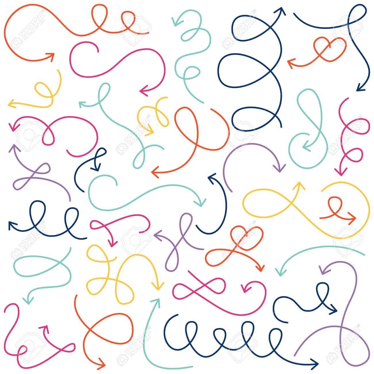 落書きの波線矢印のコレクションのイラスト素材 ベクタ Image
