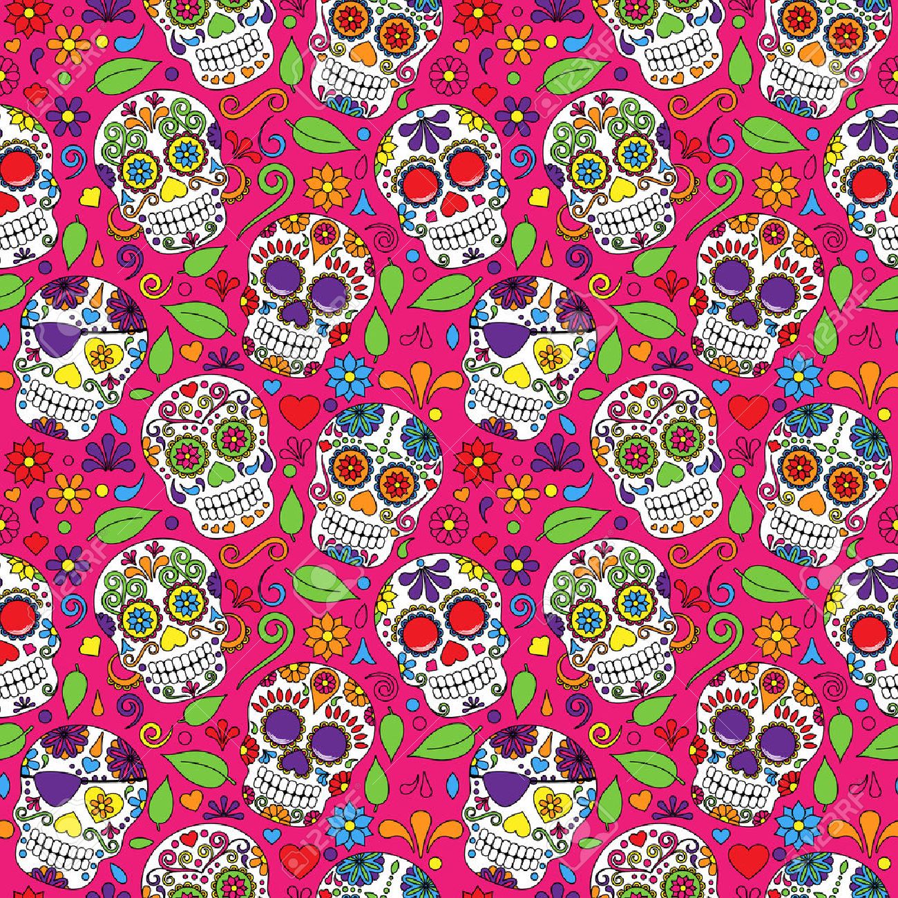 Day of the Dead Sugar Skull Seamless Vector Background - 36626876 Day of the Dead Sugar Skull Seamless Vector Background - 36626876