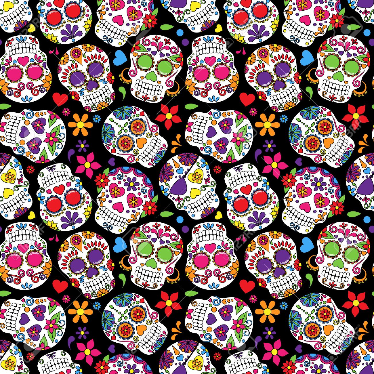 Day of the Dead Sugar Skull Seamless Vector Background - 36626880 Day of the Dead Sugar Skull Seamless Vector Background - 36626880