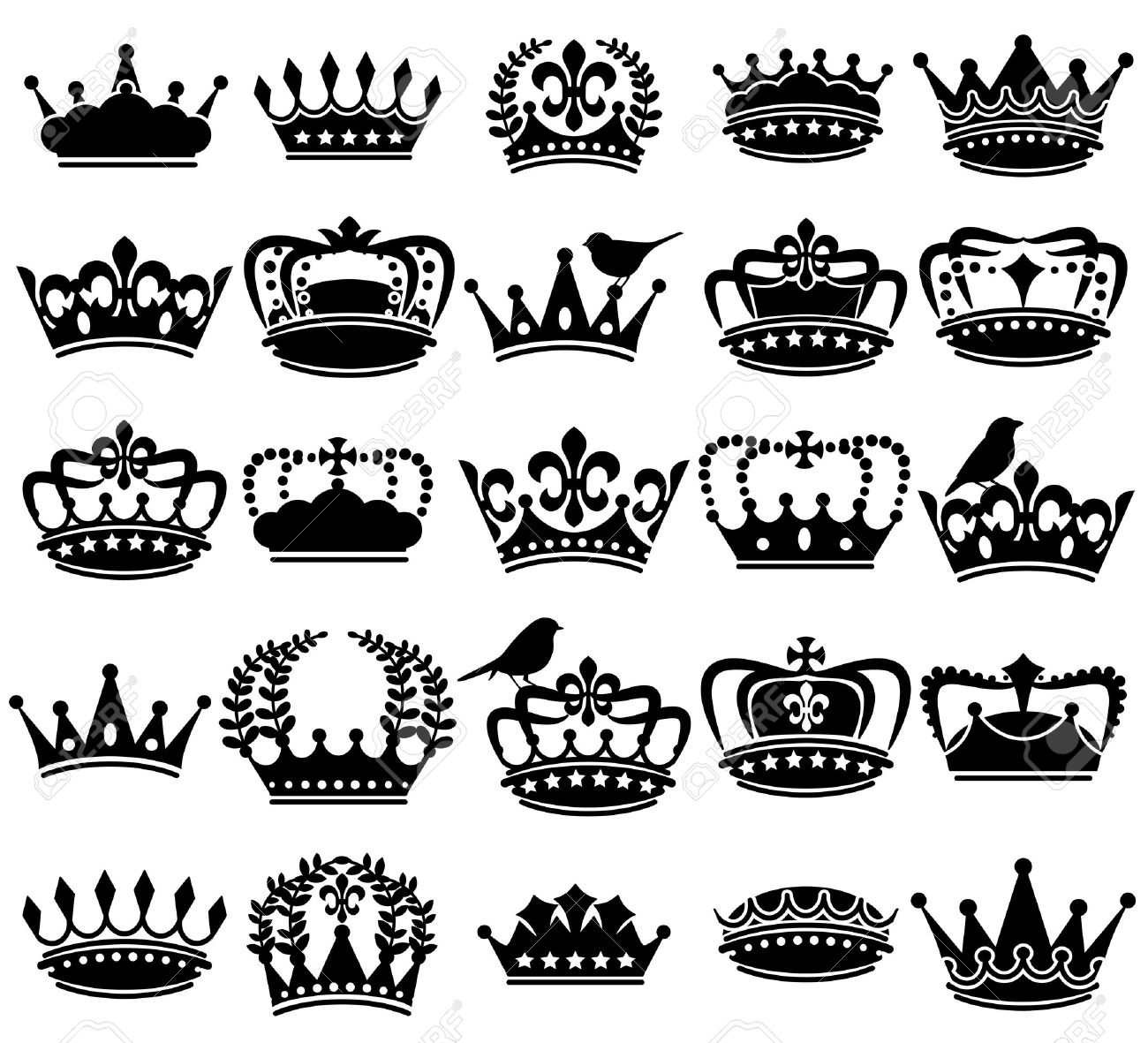 Vector Collection of Vintage Style Crown Silhouettes - 37890740 Vector Collection of Vintage Style Crown Silhouettes - 37890740