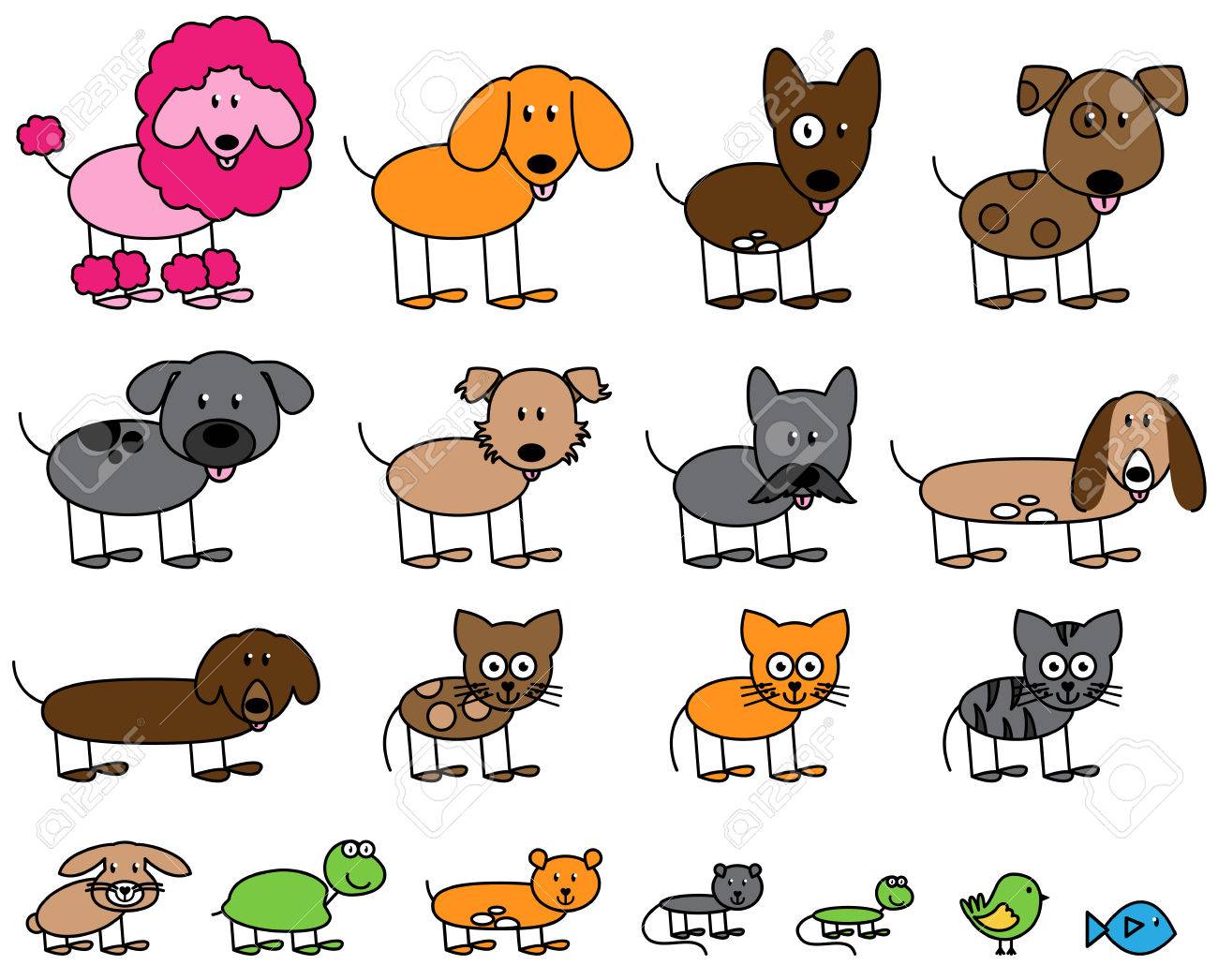 Vector Collection of Cute Stick Figure Pets and Animals - 45300350 Vector Collection of Cute Stick Figure Pets and Animals - 45300350