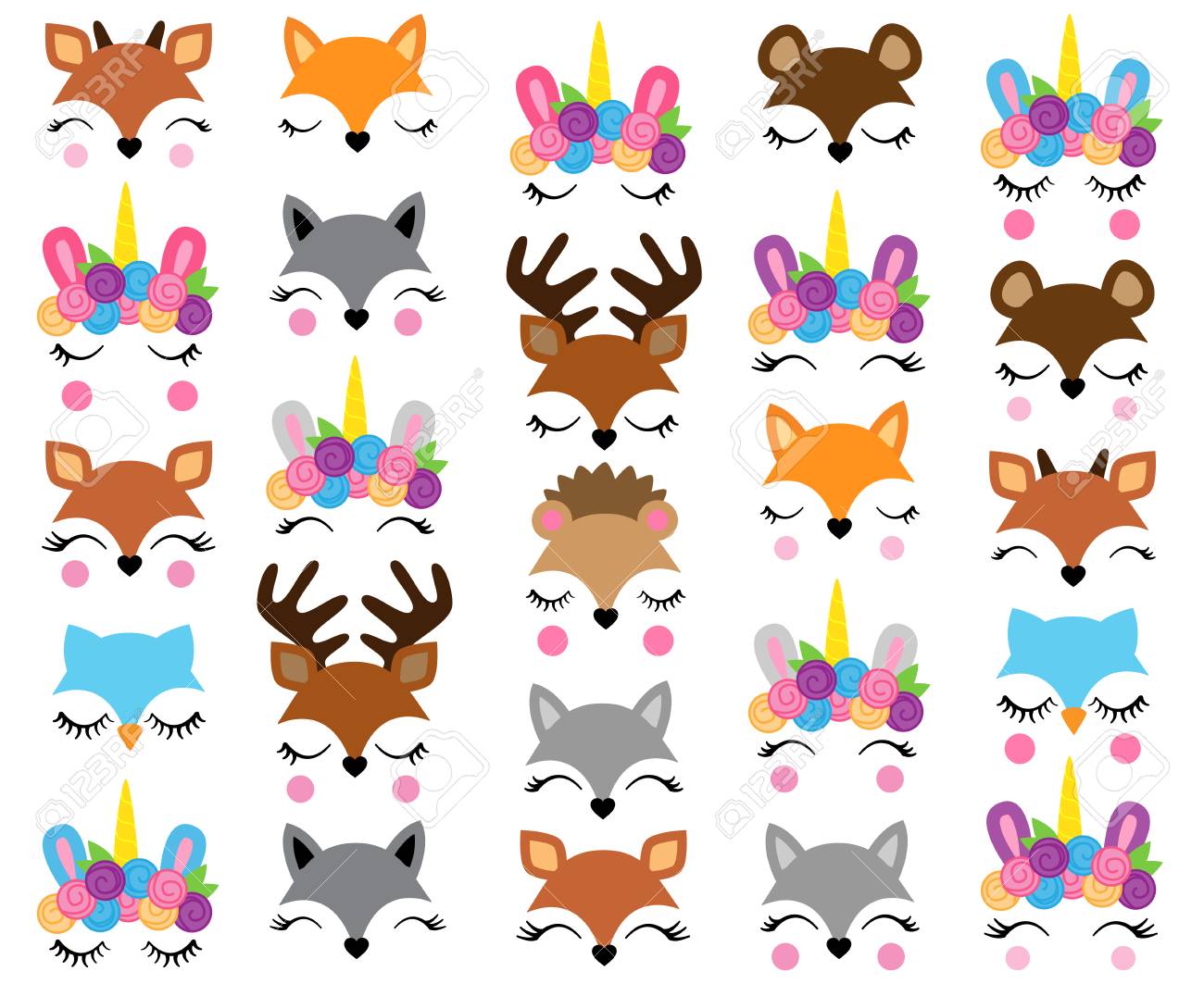 Mix and Match Animal Faces - Create Whimsical Animal Faces by Mix and Matching Heads, Eyes and Accessories - 103006962 Mix and Match Animal Faces - Create Whimsical Animal Faces by Mix and Matching Heads, Eyes and Accessories - 103006962
