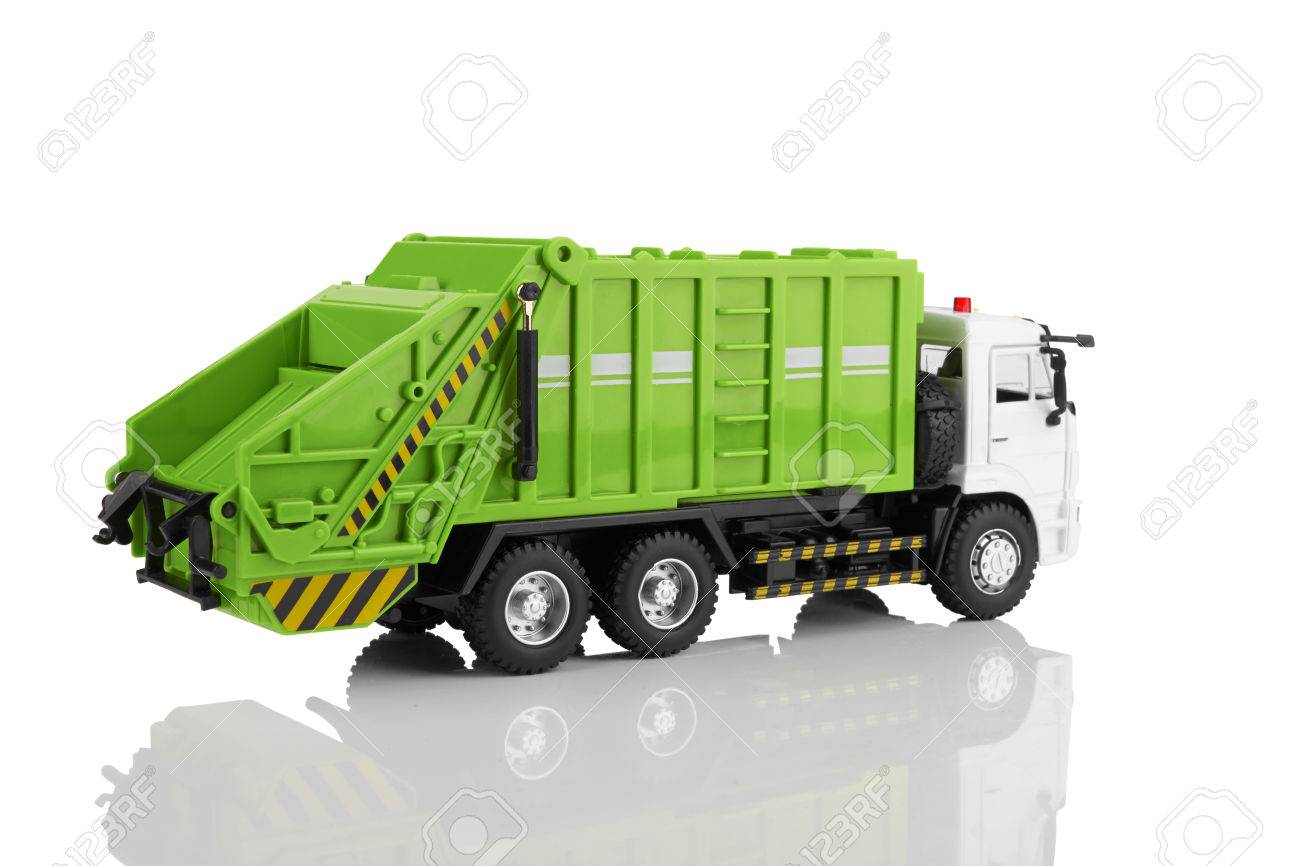 white garbage truck toy