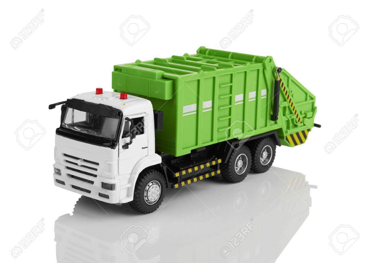 white garbage truck toy