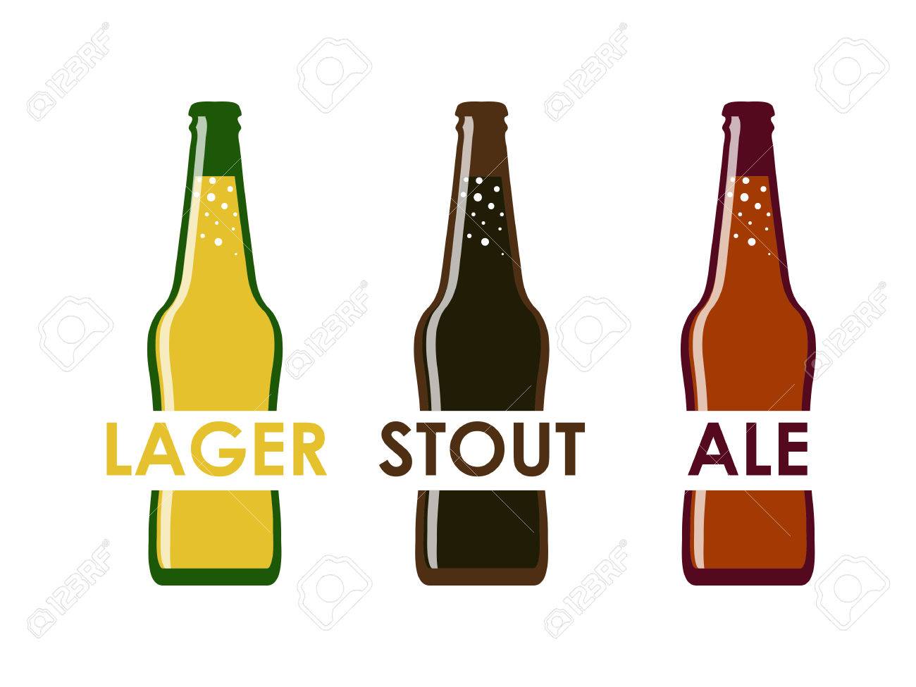 瓶ビールのさまざまな品種の平面ベクトルのイラスト素材 ベクタ Image