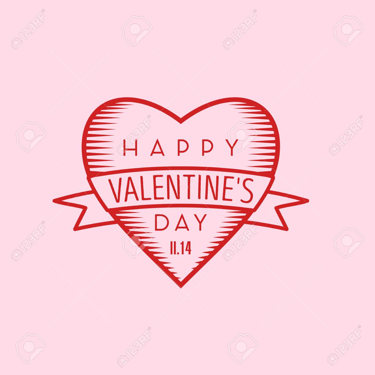 バレンタインの日カードの装飾用のリボンとハートのベクトル イラストのイラスト素材 ベクタ Image