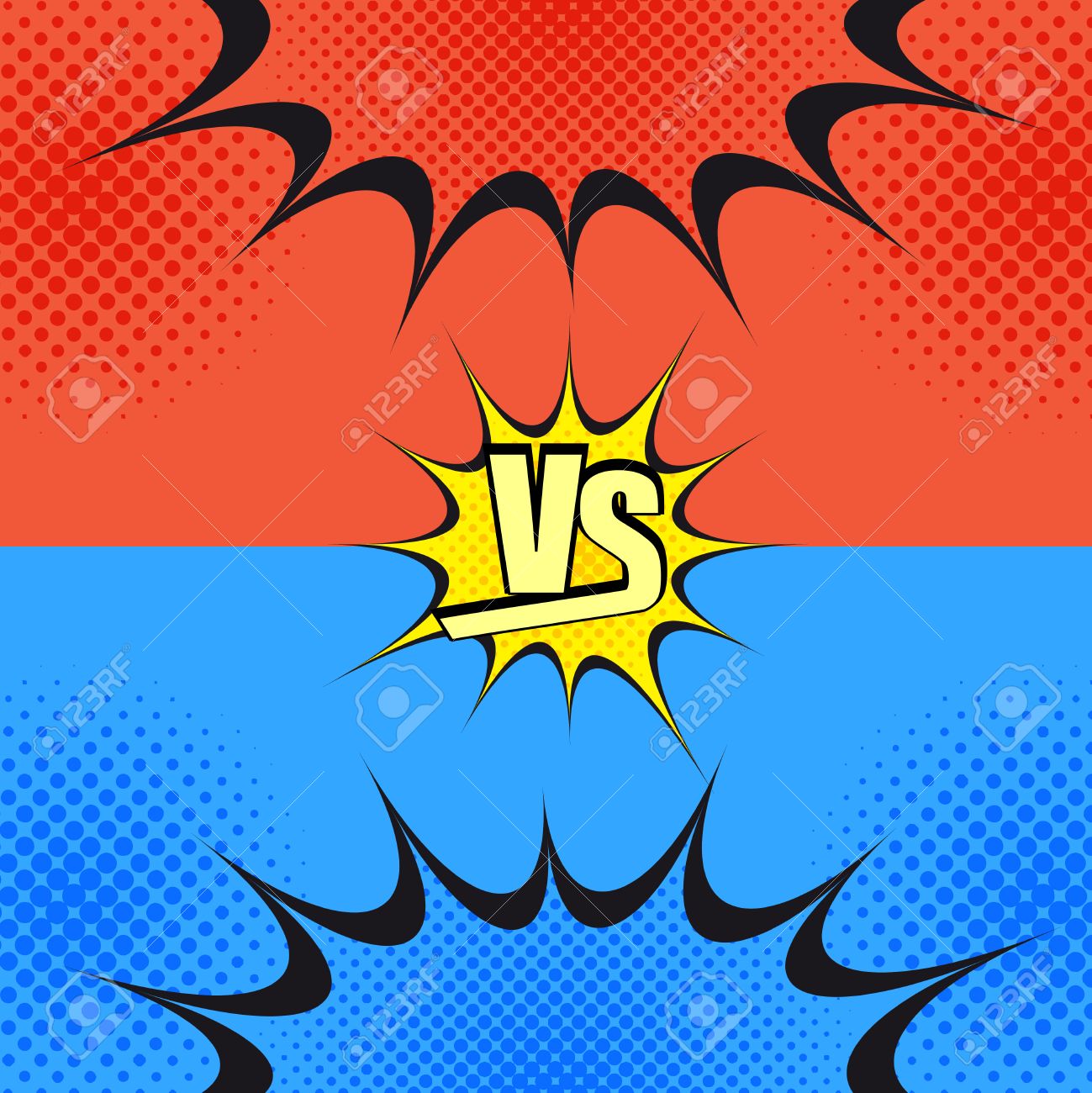 versus wording comic fight template cartoon background with