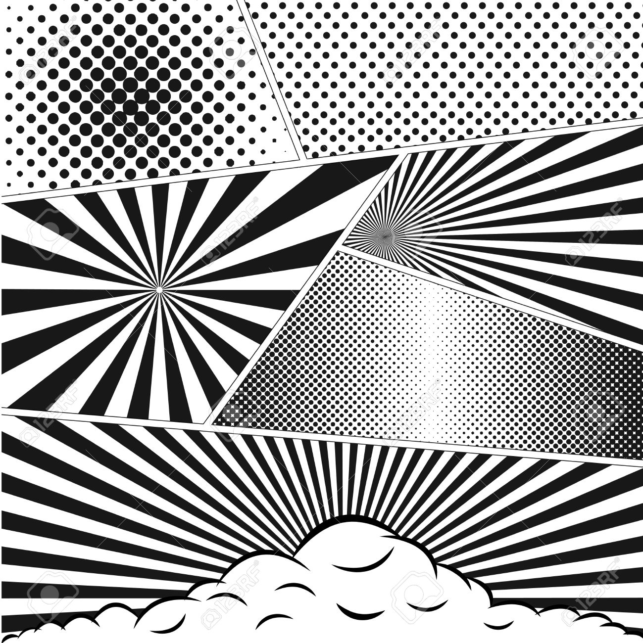 comics book background in black and white colors blank template