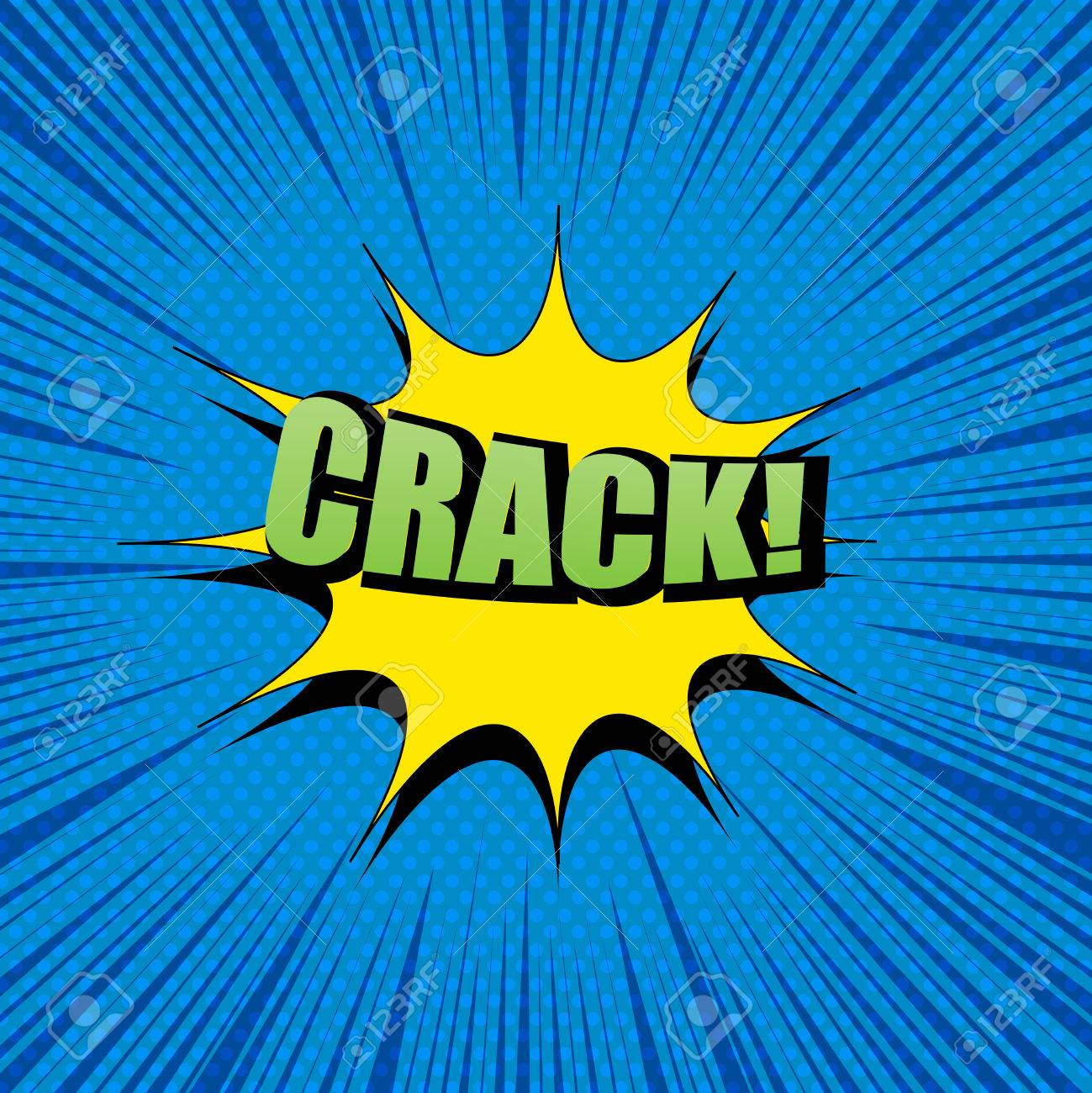 comic bright explosive template with green crack word yellow comic template word