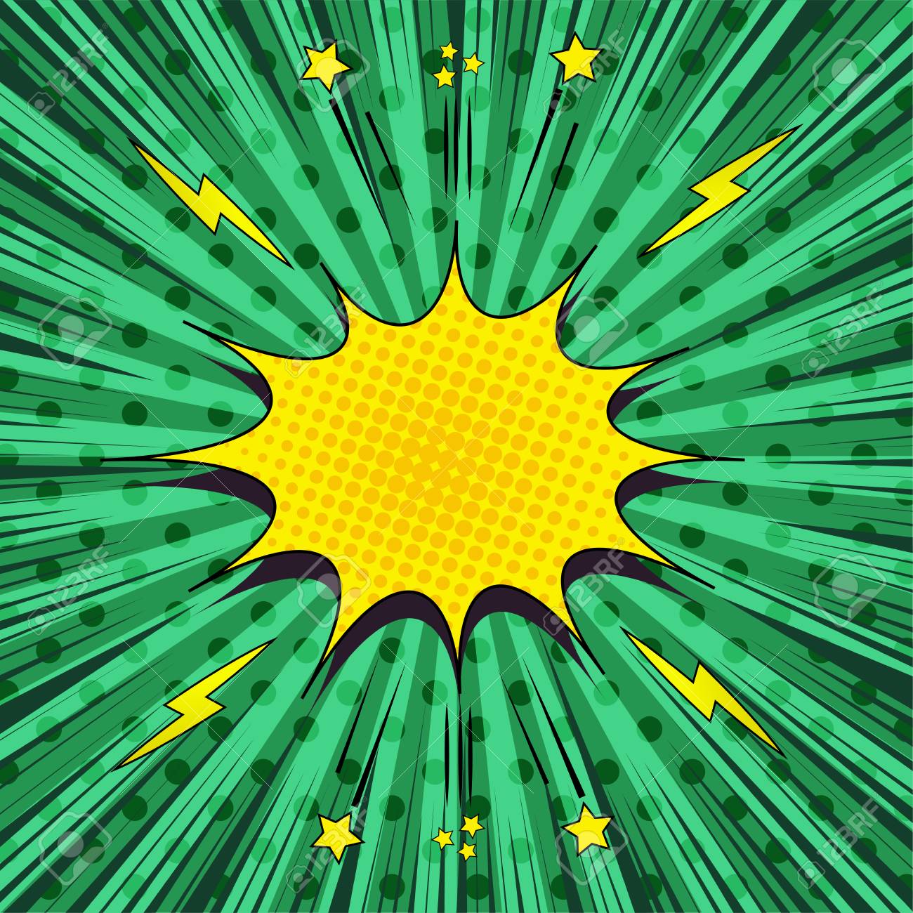 comic book vivid template with yellow speech bubble stars