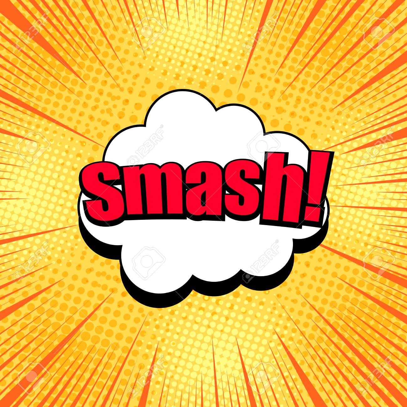comic book light template with red smash wording white speech